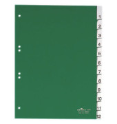 Kunststoffregister 6210-05 1-12 A4 0,12mm grüne Fenstertaben zum wechseln 12-teilig