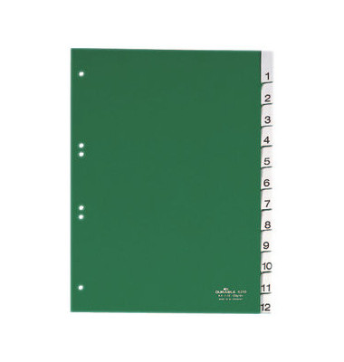 Kunststoffregister 6210-05 1-12 A4 0,12mm grüne Fenstertaben zum wechseln 12-teilig Kunststoffregister 6210-05 1-12 A4 0,12mm grüne Fenstertaben zum wechseln 12-teilig