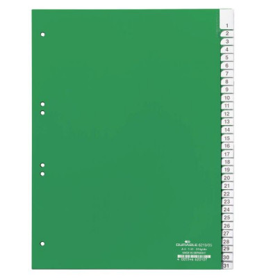 Kunststoffregister 6219-05 1-31 A4 0,12mm grüne Fenstertaben zum wechseln 31-teilig Kunststoffregister 6219-05 1-31 A4 0,12mm grüne Fenstertaben zum wechseln 31-teilig