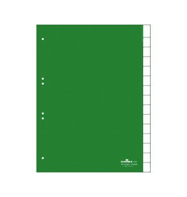 Kunststoffregister 6222-05 blanko A4 0,12mm grüne Fenstertaben zum wechseln 15-teilig