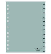 Kunststoffregister 651410, Jan bis Dez, A4, 120µm, graue Taben, 12-teilig
