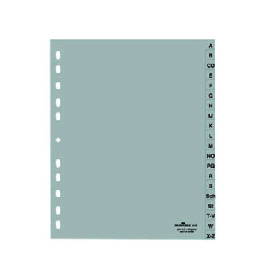 Kunststoffregister 6520 10 652010, A bis Z, A4+, 120µm, graue Taben, 20-teilig