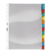 Kunststoffregister 663319, 12-teilig blanko, A4+, 120µm, farbige Fenstertaben, 12-teilig