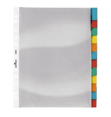 Kunststoff-Hüllenregister 6633-19 blanko A4+ farbige Fenstertabe zum wechseln 12-teilig