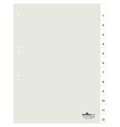 Kunststoffregister 681019, 12-teilig blanko, A4, 120µm, transparente Fenstertaben, 12-teilig