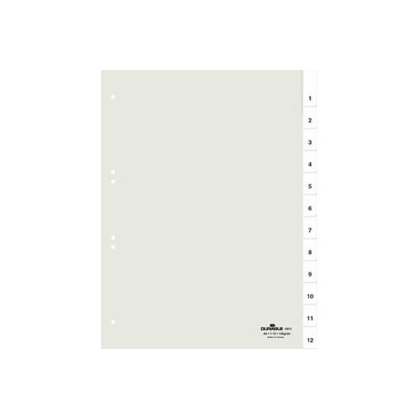 Durable Kunststoffregister 681019, 12-teilig blanko, A4, 120µm, transparente Fenstertaben, 12-teilig 4005546630045 Durable