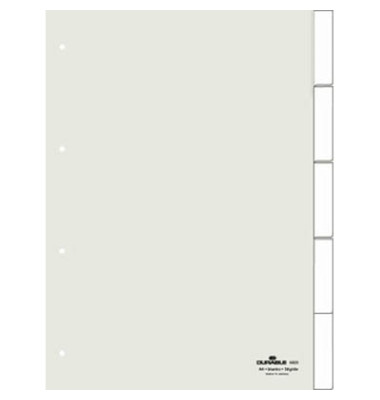 Kunststoffregister 6820 19, 5-teilig blanko, A4, 120µm, transparente Fenstertaben, 5-teilig