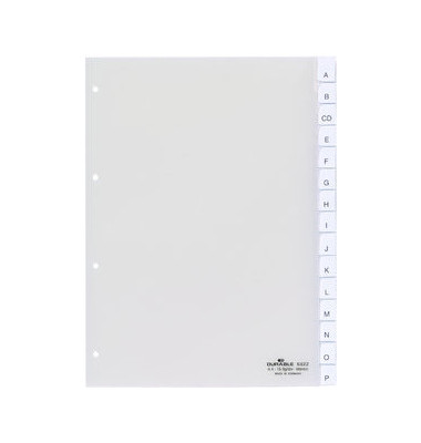 Kunststoffregister 6822-19 blanko A4 0,12mm weiße Fenstertaben zum wechseln 15-teilig