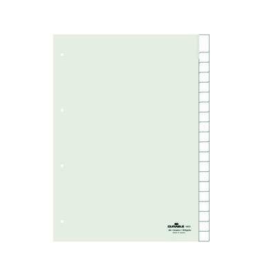 Kunststoffregister 6823 19, 20-teilig blanko, A4, 120µm, transparente Fenstertaben, 20-teilig