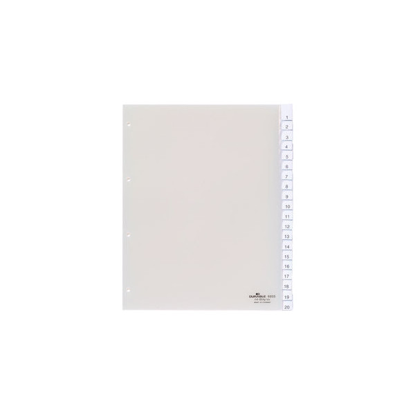 10 Stück Durable Kunststoffregister 683319, 20-teilig blanko, A4+, 120µm, transparente Fenstertaben, 20-teilig 4005546640280 Durable