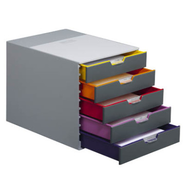 Schubladenbox Varicolor 7605-27 grau/bunt 5 Schubladen geschlossen