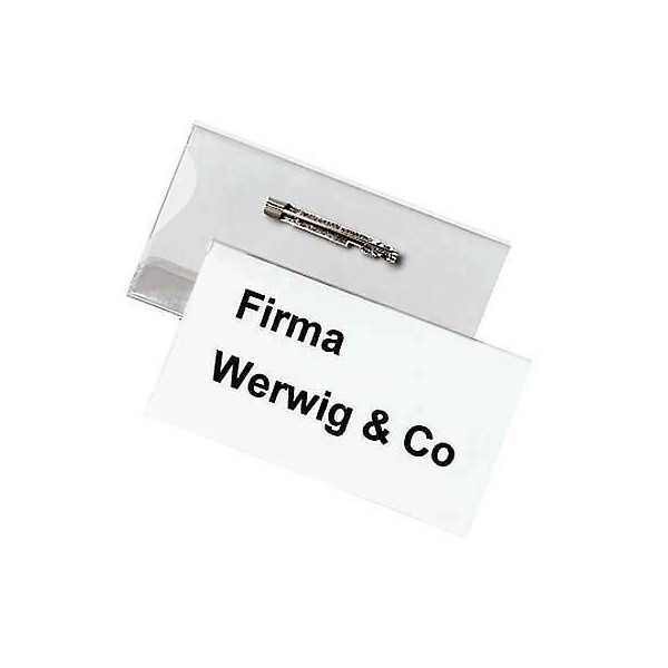 Durable Namensschilder m. Anstecknadel transp. 40 x 75mm 100 Stück