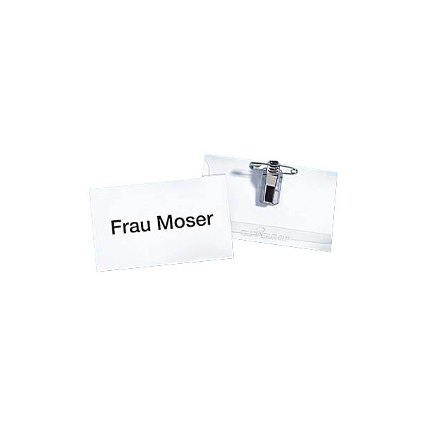 4005546810126 - 810119 Namensschild Packung à 50 Stück (mit Kombiklemme 54 x 90 mm) transparent - Durable