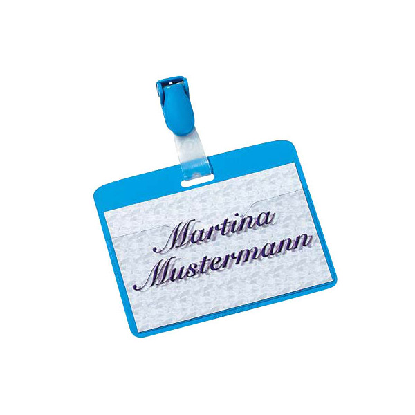 4005546805597 - DURABLE Namensschilder Namensschild Mit Clip blau 9 cm x 6 cm Hartfolie Blau