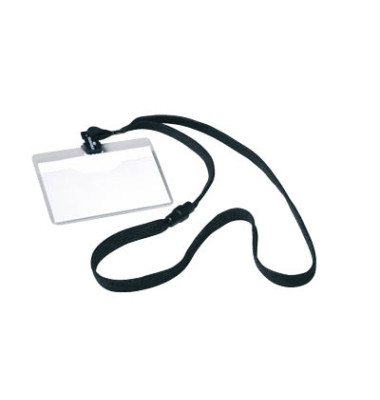 Namensschild mit Textilband schwarz 60x90mm Namensschild mit Textilband schwarz 60x90mm