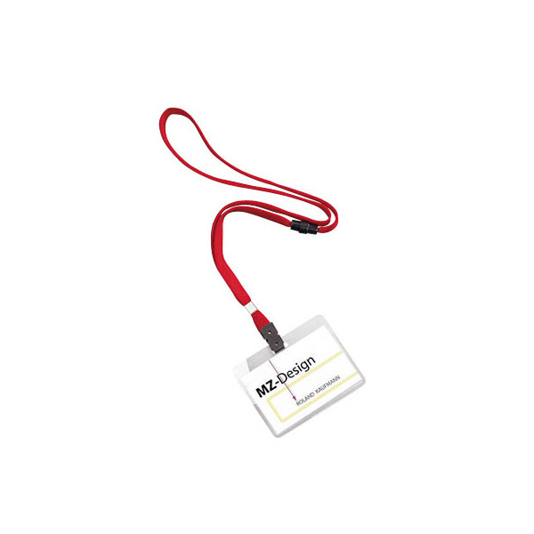 4005546800158 - DURABLE Namensschild mit Textilband mit Klemme HxB 60 x 90 mm rot VE 40 Stk