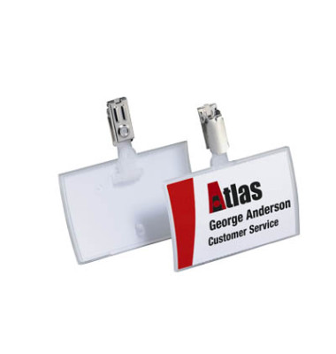 Namensschild.Click Fold m.Clip transp. 54x90mm Namensschild.Click Fold m.Clip transp. 54x90mm