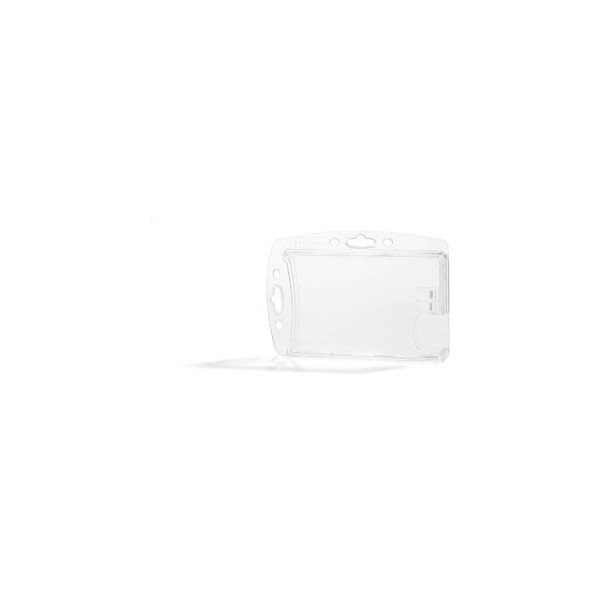 4005546807645 - Ausweishalter HARTBOX für 2 Karten im Hoch- Querformat Daumenstanzung Befestigungslaschen B 101 x H 71 mm Polystyrol transparent 10 Stück