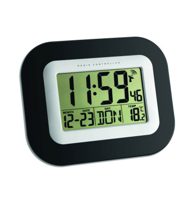  Wanduhr 60.4503 60.4503, schwarz/silber, abgerundet, digital