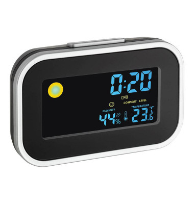  Wecker 60.2015 60.2015, schwarz/silber, abgerundet, digital