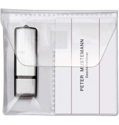 USB-Stick-Hüllen zum Einkleben PP, für 2 Sticks, glasklar selbstklebend