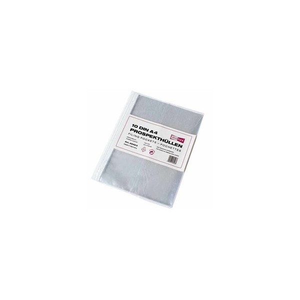 4000225010651 - Prospekthüllen 4345300 dokumentenecht mit überlappendem Heftrand mit Lochrandverstärkung A4 glasklar glatt oben offen 0075 50 Stück