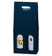 Geschenktragetasche für 2 Flaschen blau 18x9x36,5cm