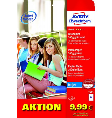 Fotopapier Classic 2415, A4, für Inkjet, 160g weiß glänzend einseitig bedruckbar