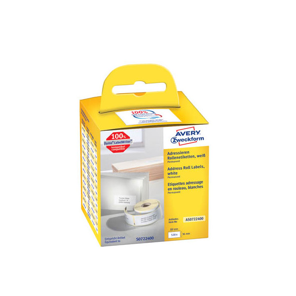 4004182617007 - Etiketten Rolle Kompatibel ersetzt DYMO Seiko 99012 S0722400 89 x 36 mm Papier Weiß 520 St Permanent haftend Adress-Etiketten AS0722400