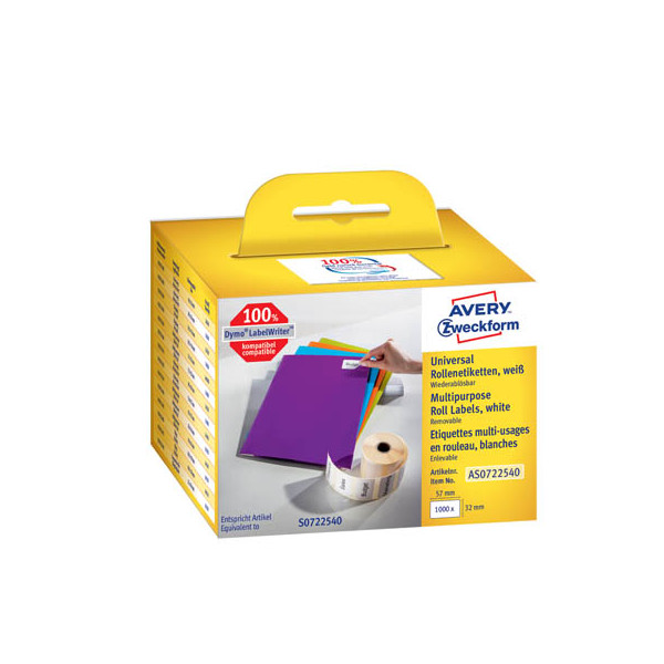 4004182617069 - Etiketten Rolle Kompatibel ersetzt DYMO 11354 S0722540 57 x 32 mm Papier Weiß 1000 St Wiederablösbar Universal-Etiketten AS0722540