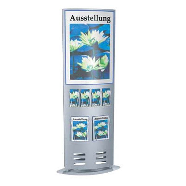 4044917382404 - Infosäule tec-art Säule Size silber DIN A4 1 3 DIN A4 6 Fächer 770 x 300 x 1850 cm 1 St