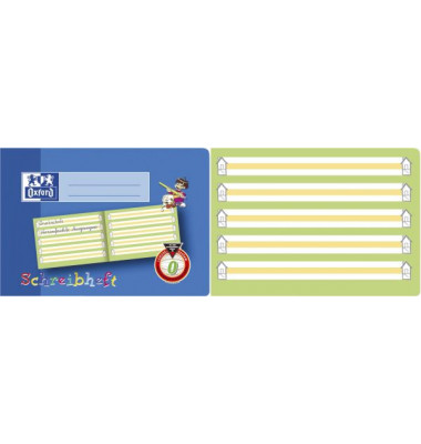 Schreiblernheft 100050105 Learn to Write, Lineatur 0 / liniert, A5 quer, 90g, blau, 16 Blatt / 32 Seiten