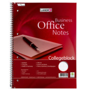 Collegeblock 100050247 Business Office Notes, Lineatur 22 / liniert mit Rand innen, A4+, 70g, rot, 80 Blatt