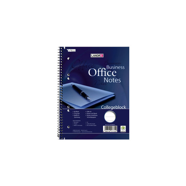 4006144577329 - Collegeblock 100050258 Office liniert   liniert A5+ 70g blau 80 Blatt 4006144577329 Landre