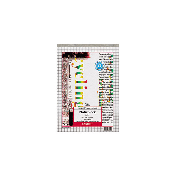 4006144364516 - Notizblock 367405008 Recycling kariert   Lineatur 22 A4 60g braun 50 Blatt 4006144364516 Landre