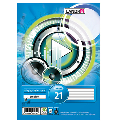 Ringbucheinlagen 100050495, liniert, A5, 70g, 6-fach-Lochung