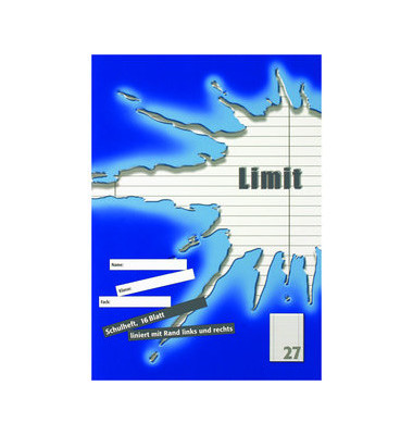 Schulheft Limit A4 Lineatur 27 liniert mit Doppelrand weiß 16 Blatt Schulheft Limit A4 Lineatur 27 liniert mit Doppelrand weiß 16 Blatt