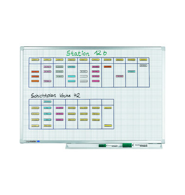 Whiteboard-kariert Professional, 7-100154, 120x90cm, emailliert, Aluminiumrahmen