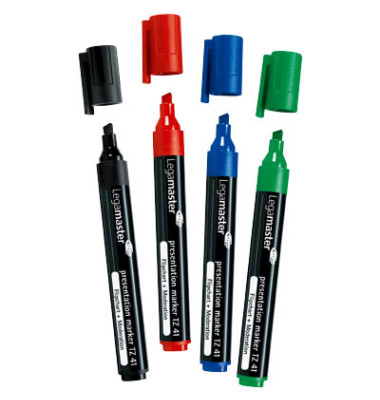 Flipchartmarker-Set TZ 41, 7-155094, Packung, rot,blau,grün,schwarz, 2-5mm Keilspitze