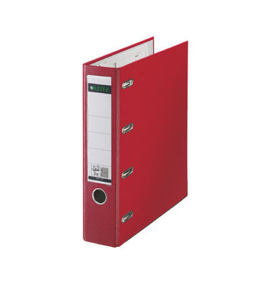 Doppelordner Color 1012-00-25, 2xA5 quer 75mm breit Pappe (RC), mit Polypropylen-Folie kaschiert vollfarbig rot