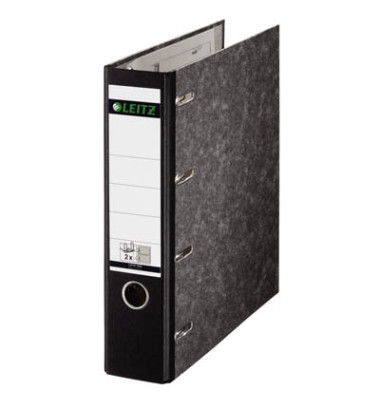 Doppelordner 1092 1092-00-00, 2xA5 quer 75mm breit Pappe (RC), mit Wolkenmarmor-Papier (RC) kaschiert schwarz