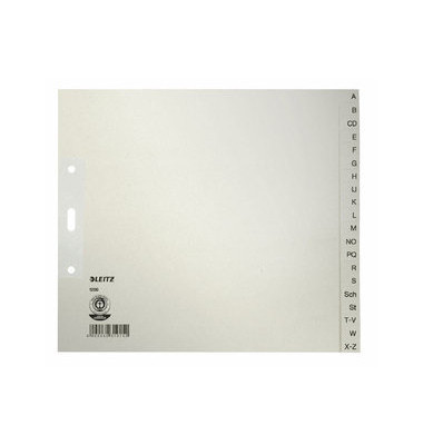 Kartonregister 1200-00-85, A bis Z, A4+ halbe Höhe, 100 g/m², graue Taben, 20-teilig
