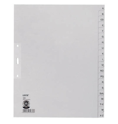 Kartonregister 1201-00-85, A bis Z, A4+, 100 g/m², graue Taben, 20-teilig