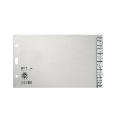 Kartonregister 1206-00-85, A bis Z, A5+ quer, 100 g/m&sup2;, graue Taben, 20-teilig