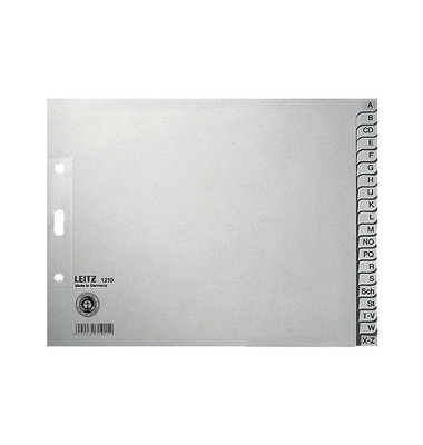 Kartonregister 1210-00-85, A bis Z, A4+ halbe Höhe, 80 g/m², graue Taben, 20-teilig
