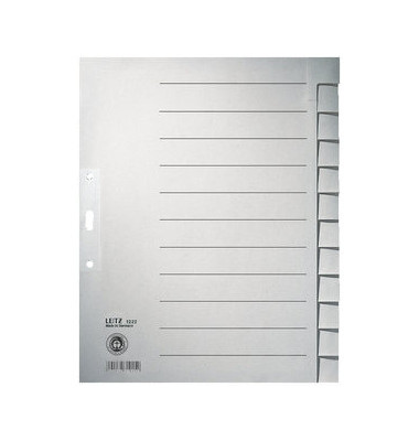 Kartonregister 1222-00-85, 12-teilig blanko, A4+, 100 g/m², graue Taben, 12-teilig