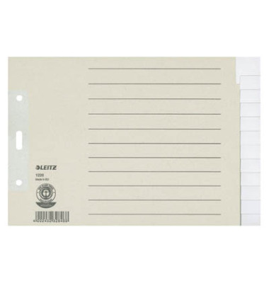 Kartonregister 1226 1226-00-85, 12-teilig blanko, A5+ quer, 100 g/m&sup2;, graue Taben, 12-teilig