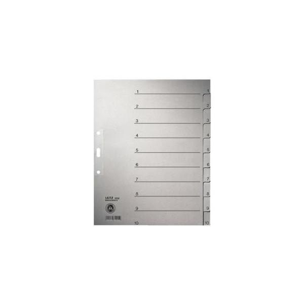 Leitz Kartonregister 1232-00-85, 1 bis 10, A4+, 100 g/m², graue Taben, 10-teilig 4002432328840 Leitz