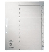 Kartonregister 1233-00-85, 1 bis 12, A4+, 100 g/m&sup2;, graue Taben, 12-teilig