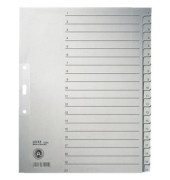 Kartonregister 1234-00-85, 1 bis 20, A4+, 100 g/m², graue Taben, 20-teilig